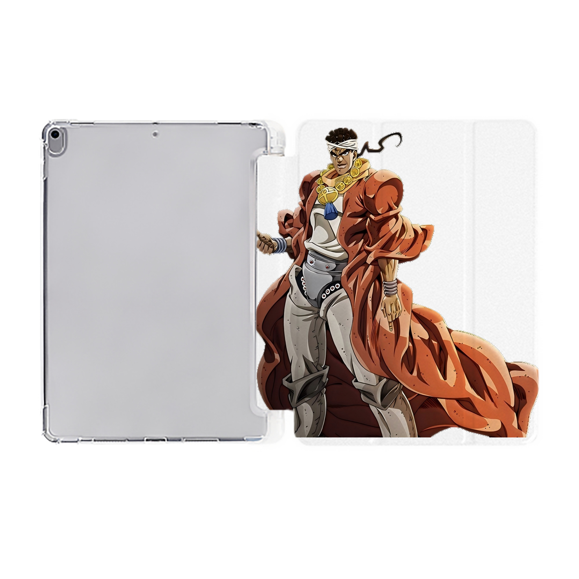 （画像用） ジョジョの奇妙な冒険 ムハンマド?アブドゥル JoJo's Bizarre Adventure Muhammad Avdol IPad ケース ペン収納付き 三つ折りスタンド PUレザー×シリコン 対応機種9.5/10.5/10.9インチ